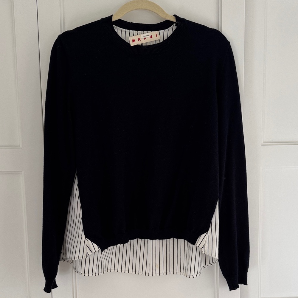 Marni Black Sweater with Striped Detail